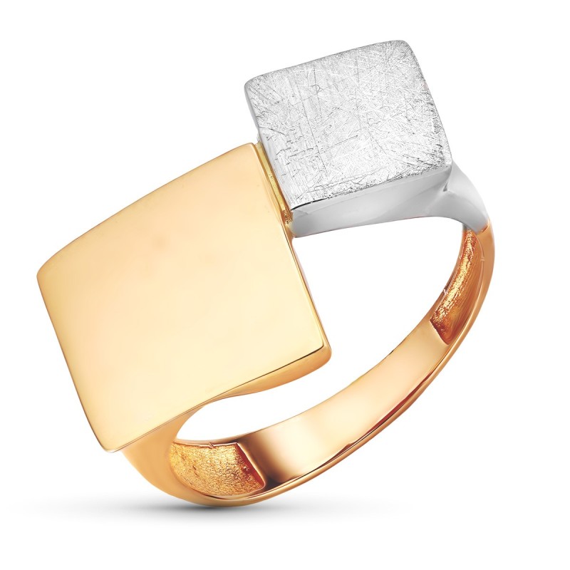 Sortija Oro Bicolor Mate Y Brillo Con Motivo De Rombos. Ancho: 19 mm oro 18k