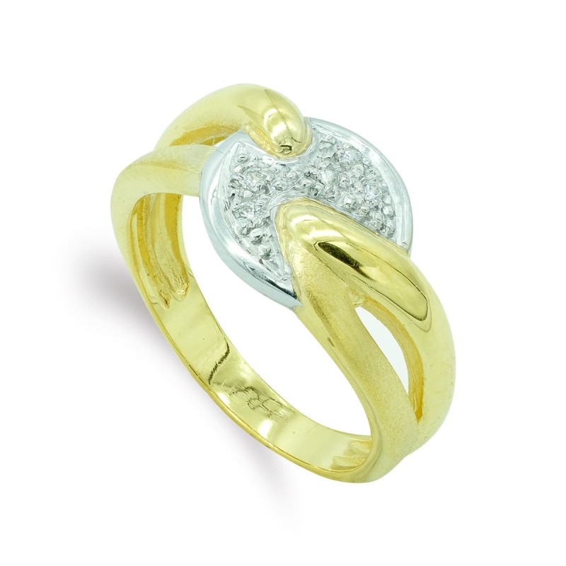 Sortija Oro Bicolor Mate Y Brillo. Ancho: 11 mm oro 18k