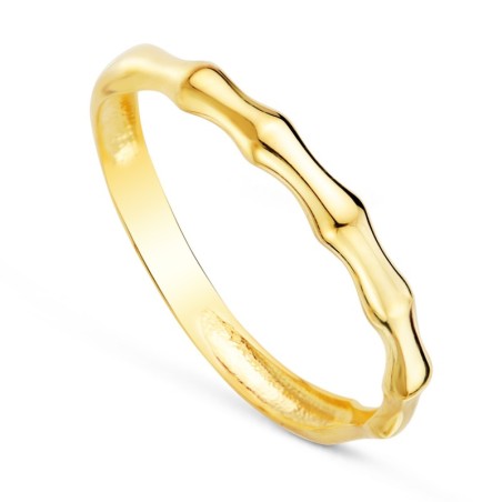 Sortija Oro Amarillo Lisa Tramos Bambú. Ancho: 2mm oro 18k