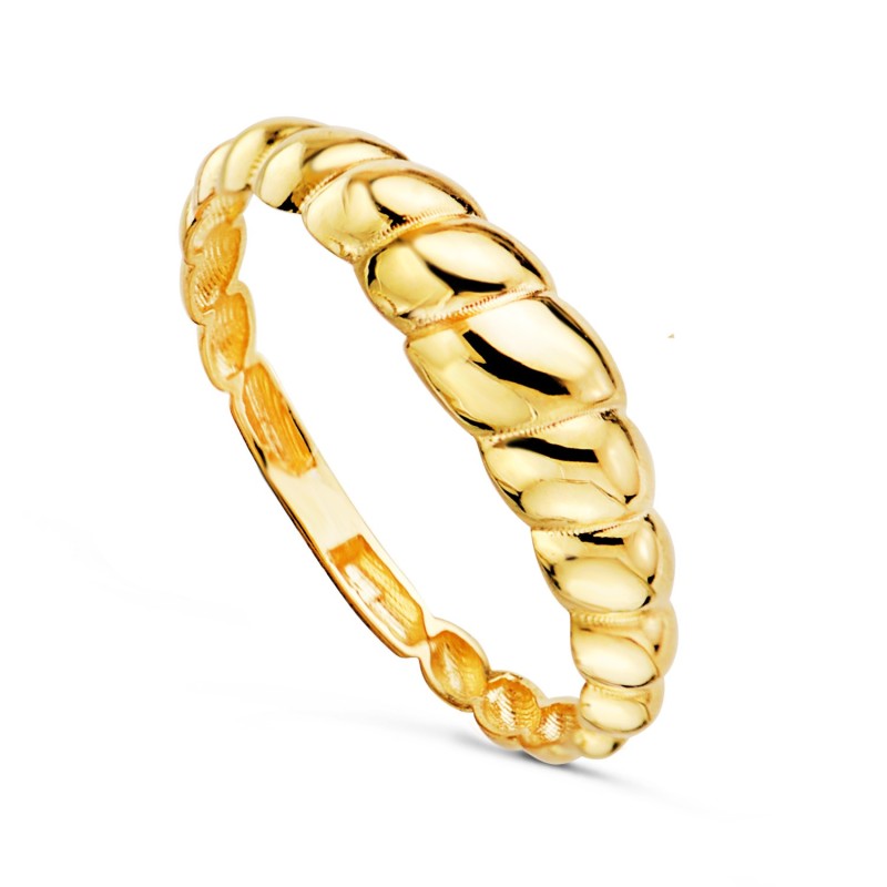 Sortija Oro Amarillo Croissant Gallones Brillo. Ancho: 4.5 mm oro 18k