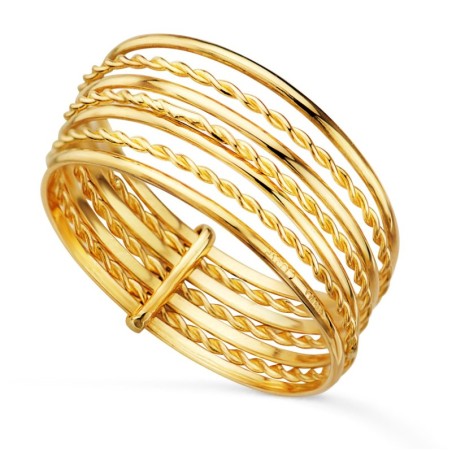 Sortija Oro Amarillo Semanario 7 Hilos Lisos Y Trenzados oro 18k