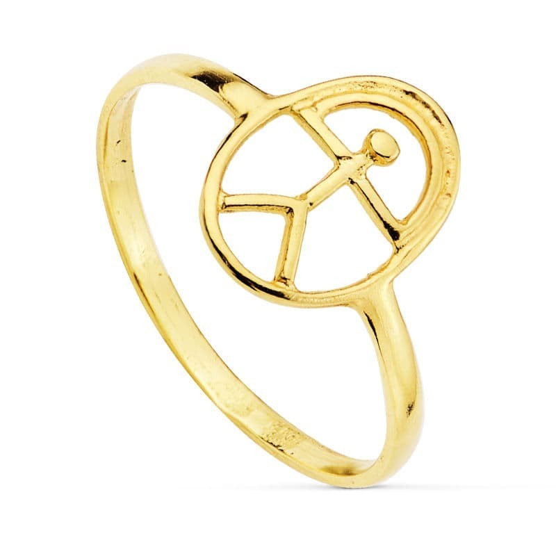 Sortija Oro Amarillo Oval Con Indalo Cuerpo 1.5 mm. 12X8 mm oro 18k