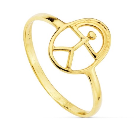 Sortija Oro Amarillo Oval Con Indalo Cuerpo 1.5 mm. 12X8 mm oro 18k