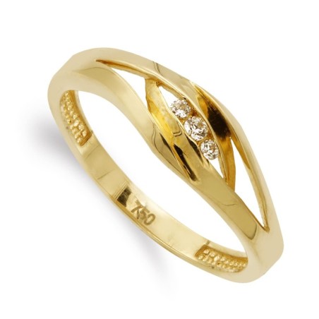 Sortija Oro Amarillo Con Circonitas. Ancho 6,5 mm oro 18k
