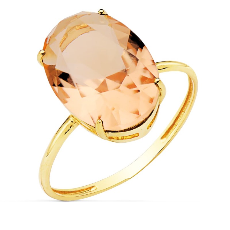 Sortija Oro Amarillo Piedra Oval 14X10 mm Color Kuncita oro 18k