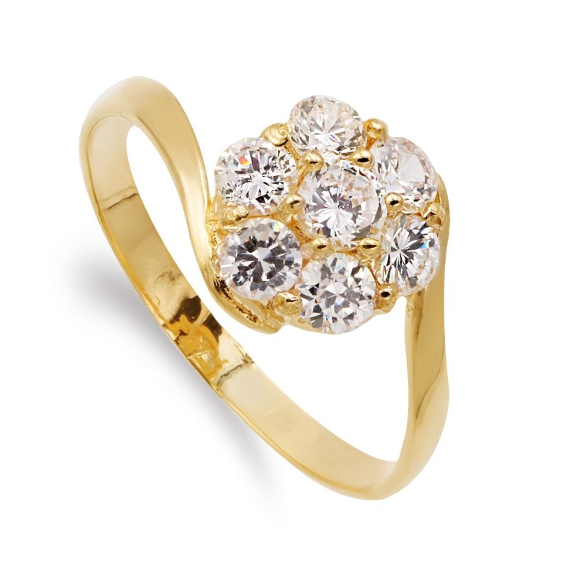 Sortija Oro Amarillo Cruzada Con Cuajo De Circonitas. Ancho: 9 mm oro 18k
