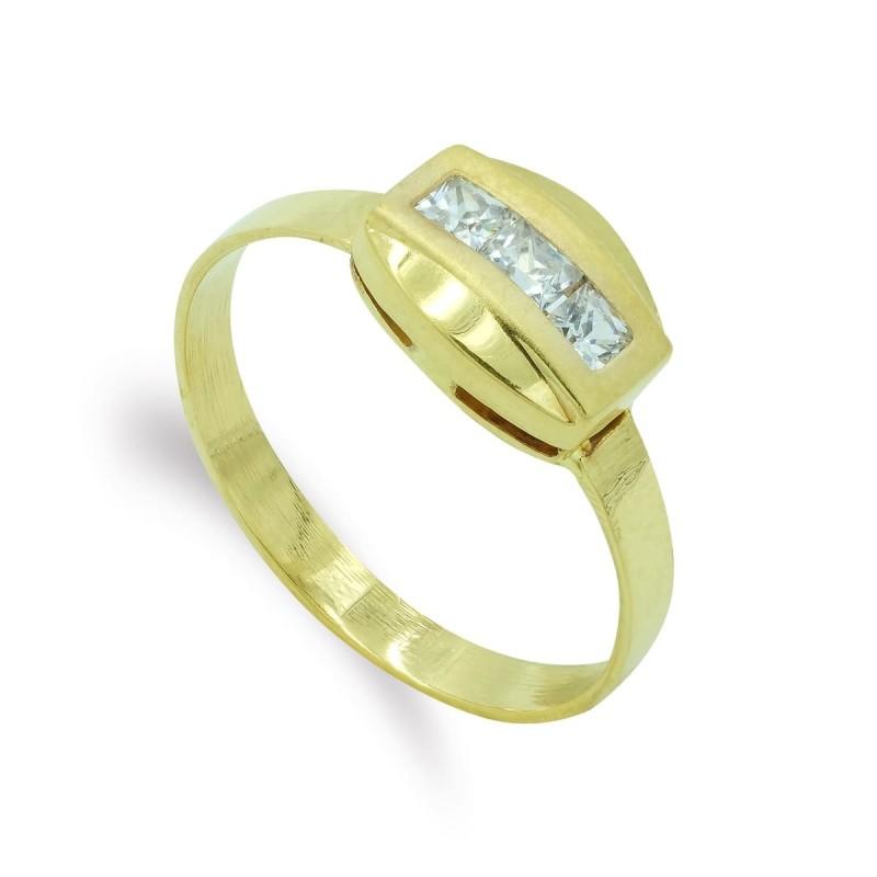 Sortija Oro Amarillo Con Circonita Talla Baguette. Ancho: 7,5 mm oro 18k