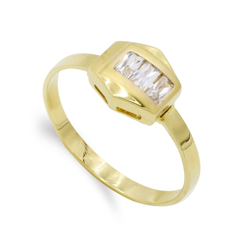 Sortija Oro Amarillo Con Circonita Talla Baguette. Ancho: 8,5 mm oro 18k
