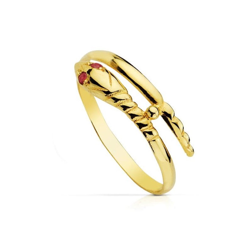 Sortija Serpiente Oro Amarillo 1 Vuelta Rubi oro 18k