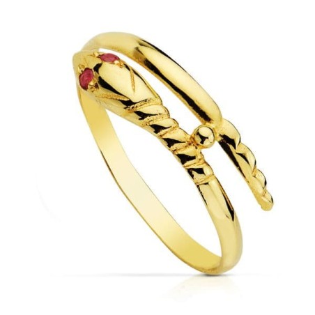 Sortija Serpiente Oro Amarillo 1 Vuelta Rubi oro 18k