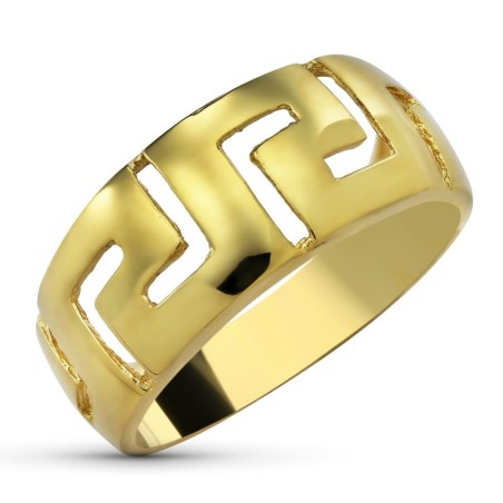 Sortija Oro Amarillo Greca Calada Brillo. Ancho: 9 mm oro 18k