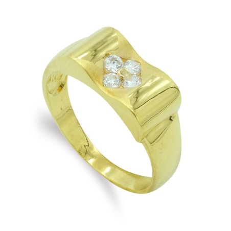 Sortija Oro Amarillo Macizo Con Circonitas. Ancho: 7,5 mm oro 18k
