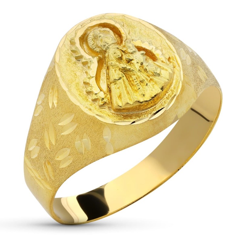 Sello Oro Amarillo Hueco Virgen De La Estrella Oval. Ancho: 13 mm oro 18k