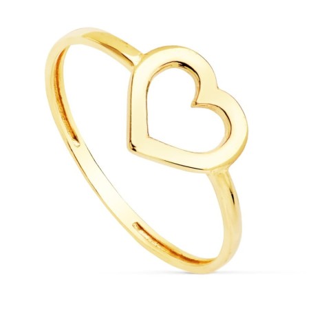 Sortija Oro Amarillo Corazon Calado Brillo 9 mm oro 18k