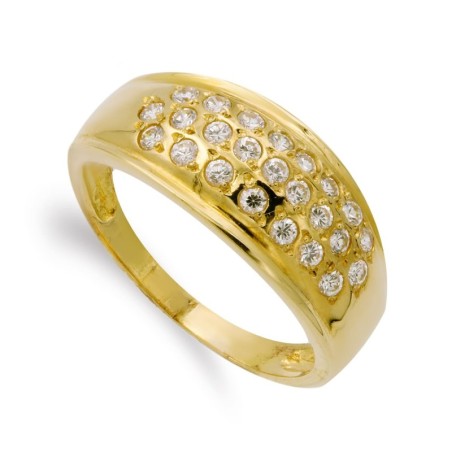 Sortija Oro Amarillo Con Circonitas. Ancho: 9 mm oro 18k