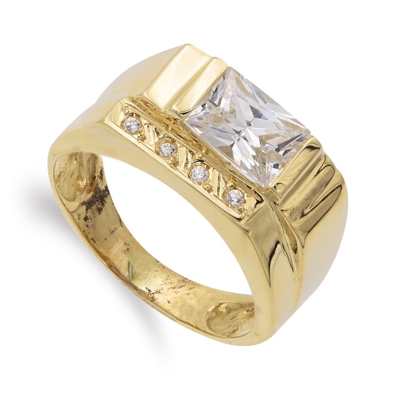 Sortija Oro Amarillo Con Circonitas. oro 18k