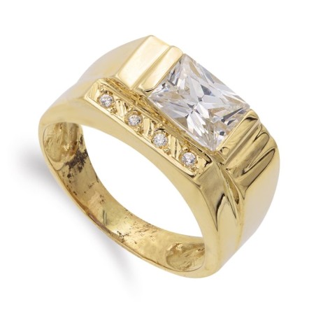 Sortija Oro Amarillo Con Circonitas. oro 18k