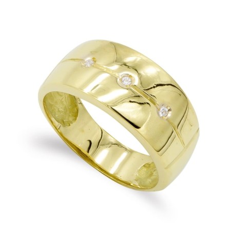 Sortija Oro Amarillo Con Circonitas. Ancho: 9mm oro 18k