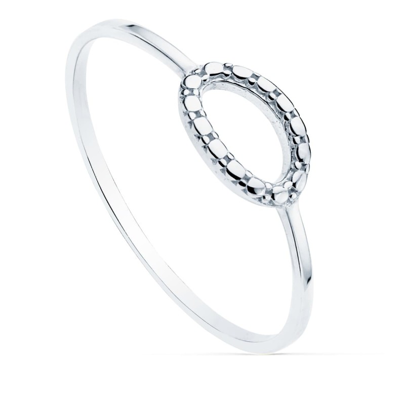 Sortija Oro Blanco Lisa Motivo Oval 8X5 mm oro 18k