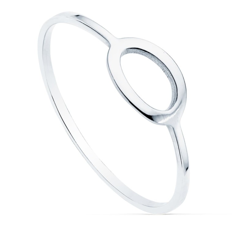 Sortija Oro Blanco Lisa Motivo Oval 8X5 mm oro 18k