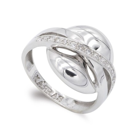 Sortija Oro Blanco Con Circonitas. Ancho: 15,5 mm oro 18k