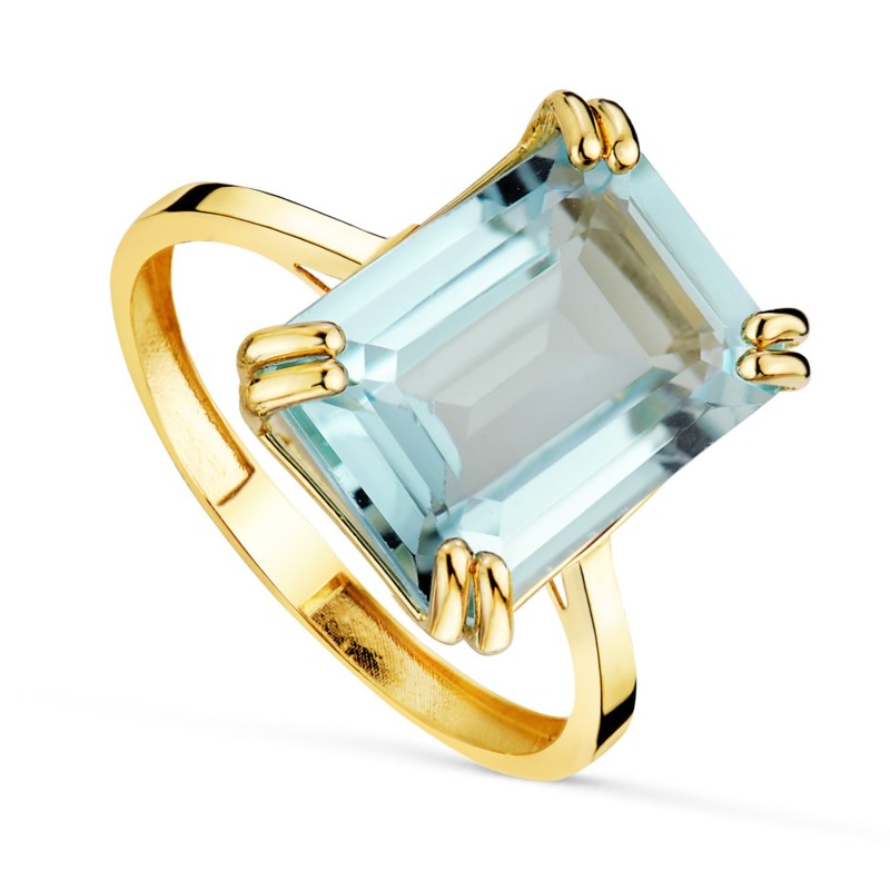 Sortija Oro Amarillo Piedra Topacio Azul 4,33 Qtes. Medida: 14X10mm oro 18k