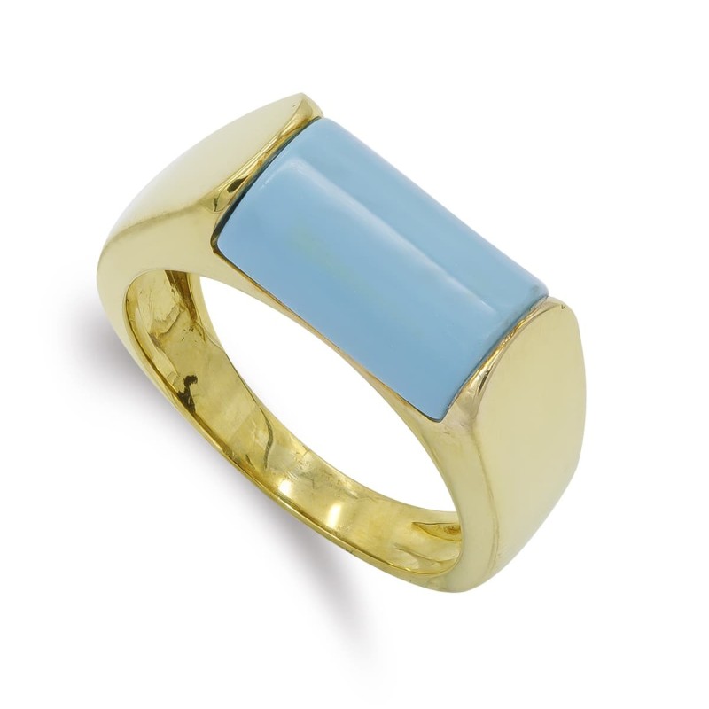 Sortija Oro Amarillo Turquesa. Ancho: 8,5mm oro 18k