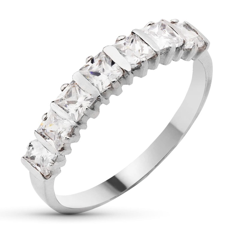 Sortija Oro Blanco Piedras oro 18k