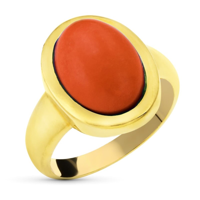 Sortija Oro Amarillo Coral Fino Oval 14X10 mm oro 18k
