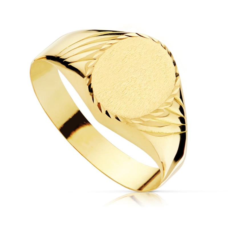 Sello Oro Amarillo Hueco Tallado Zona Grabado Oval 11X10 mm oro 18k