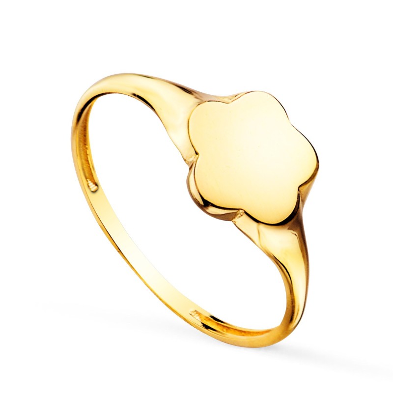 Sello Oro Amarillo Macizo Forma Flor. Zona Grabado: 9 X 8 mm oro 18k