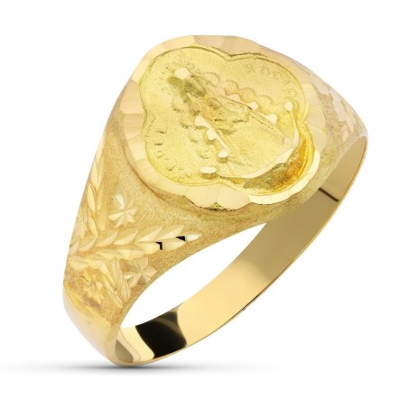 Sello Oro Amarillo Virgen Del Rocio Pandereta. Ancho 13mm oro 18k