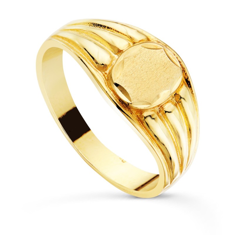 Sello Oro Amarillo Cadete Mate Y Brillo Zona Grabacion 8X7 mm oro 18k