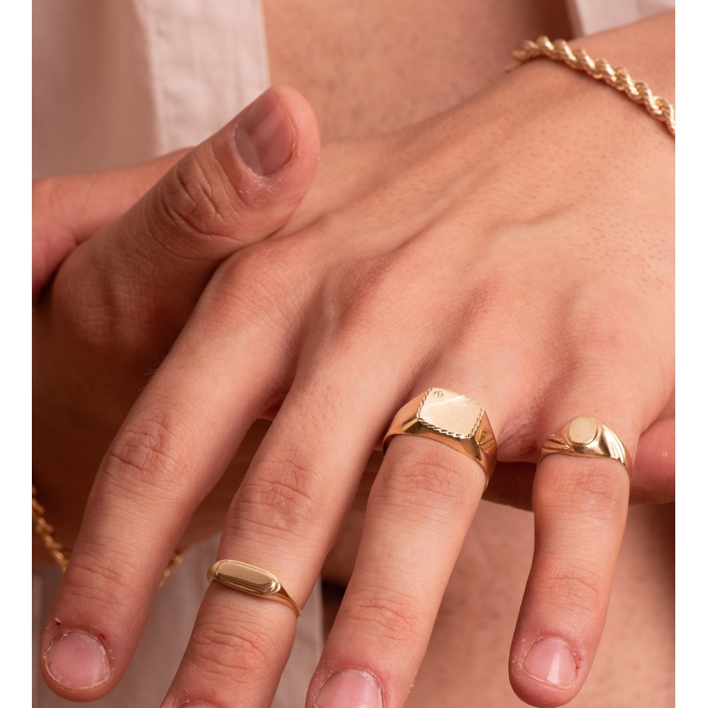 Sello Oro Amarillo Caballero Hueco En Brillo Con Circonita Cabeza 12X11 mm oro 18k