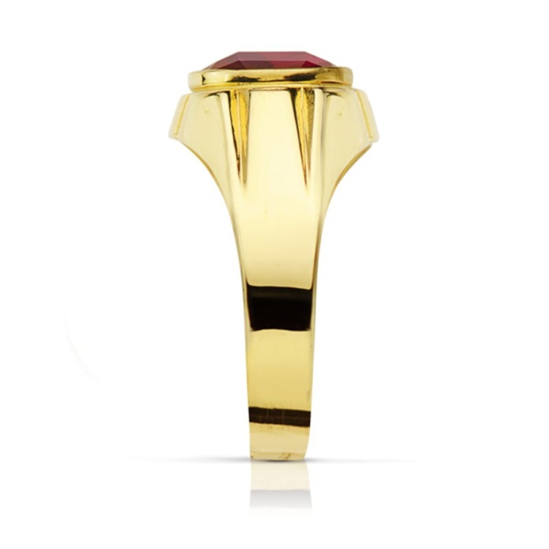 Sello Oro Amarillo Hueco Piedra Oval Rubi Spinel 10X8 mm oro 18k