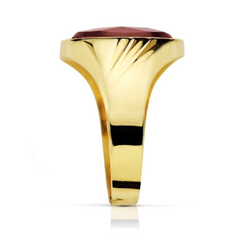 Sello Oro Amarillo Piedra Oval Rubi Spinel. 14X10 mm oro 18k