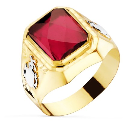 Sello Oro Amarillo Caballero Rubi Spinel oro 18k