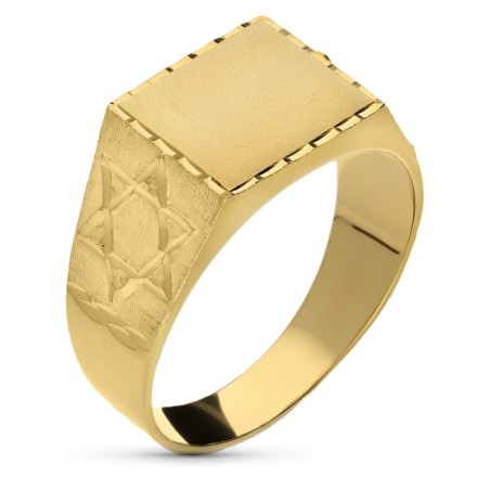 Sello Oro Amarillo Caballero Labrado Estrella oro 18k