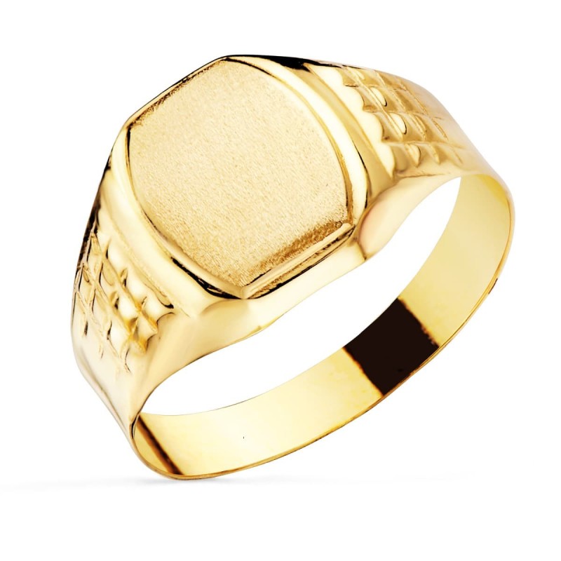 Sello Oro Amarillo Caballero Hueco Lateral. Cabeza Tonel 11X9 mm oro 18k