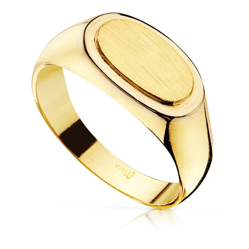 Sello Oro Amarillo Caballero Macizo Oval. Zona Grabado: 12X6 mm oro 18k