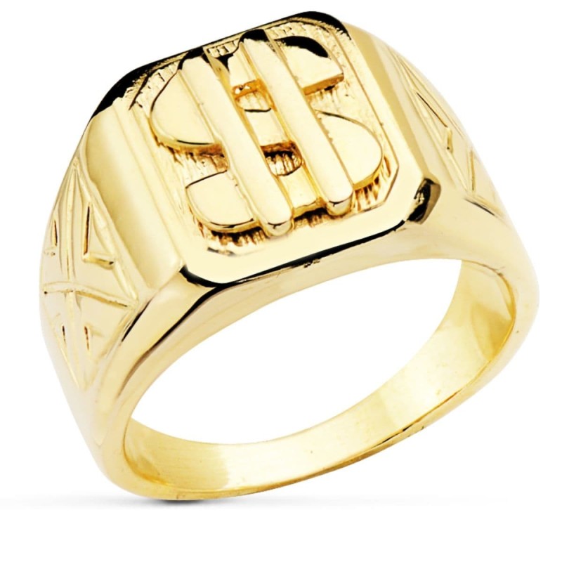 Sello Oro Amarillo Macizo Dolar Cuadrado. Ancho 16 mm oro 18k