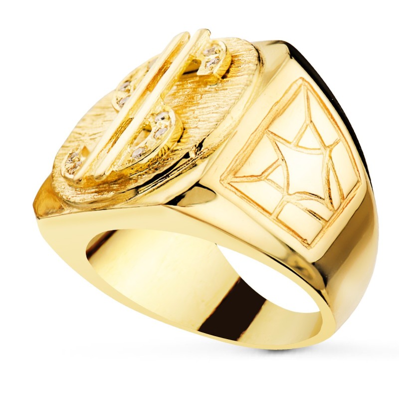 Sello Oro Amarillo Macizo Dolar Con Circonita Ancho 22X20 mm oro 18k