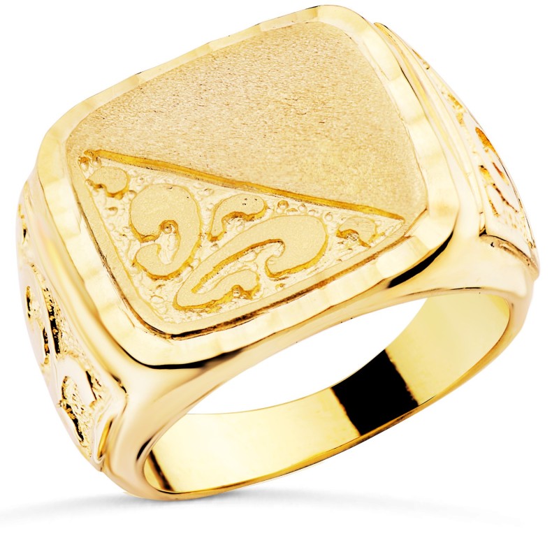 Sello Oro Amarillo Caballero Macizo Tallado Brillo Cabeza: 20X19 mm oro 18k