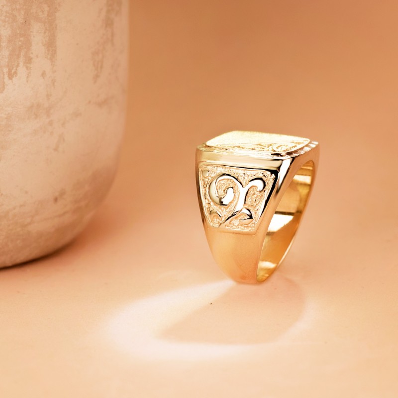 Sello Oro Amarillo Caballero Macizo Tallado Brillo Cabeza: 20X19 mm oro 18k
