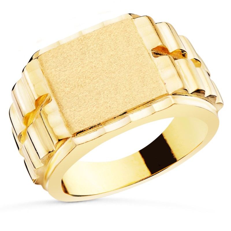 Sello Oro Amarillo Caballero Cuadrado Tipo Rolex. Zona Grabado: 14X14 mm oro 18k