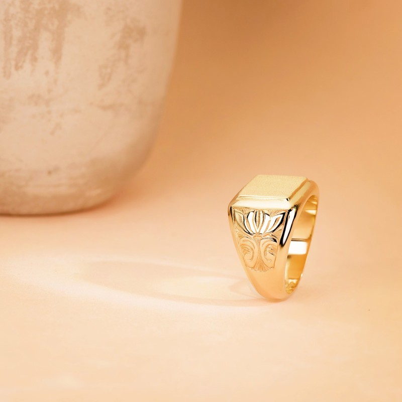 Sello Oro Amarillo Caballero Macizo Brillo Zona Grabado 13X12 mm oro 18k