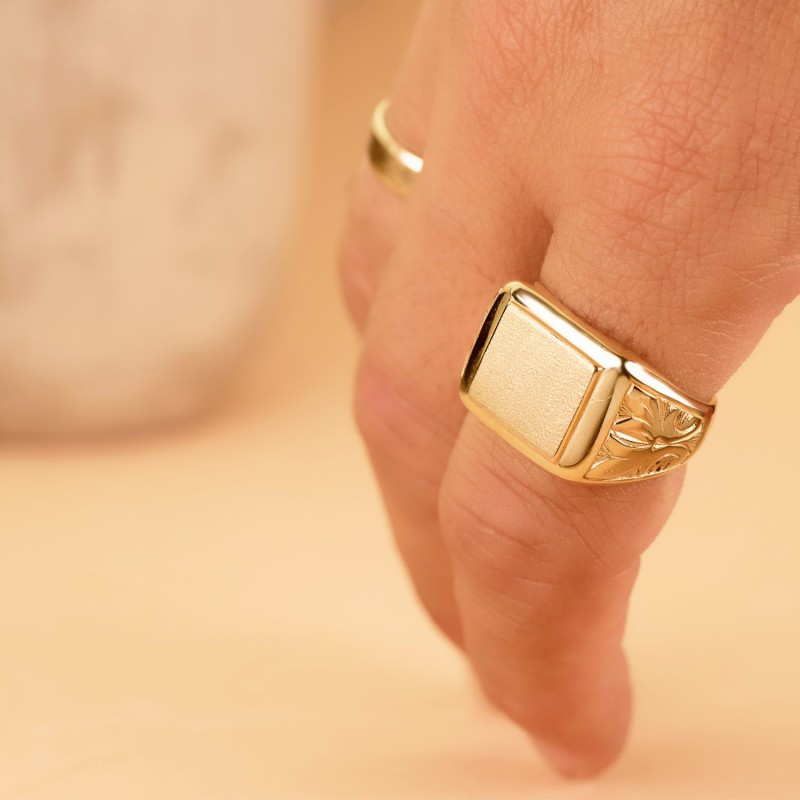 Sello Oro Amarillo Caballero Macizo Brillo Zona Grabado 13X12 mm oro 18k