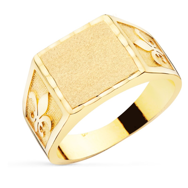 Sello Oro Amarillo Caballero Macizo Flor De Lis Tallado Zona Grabado 11,5 X 11mm oro 18k