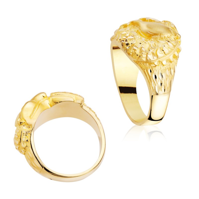 Sello Oro Amarillo Macizo Dragon Tallado Ancho 20 mm oro 18k