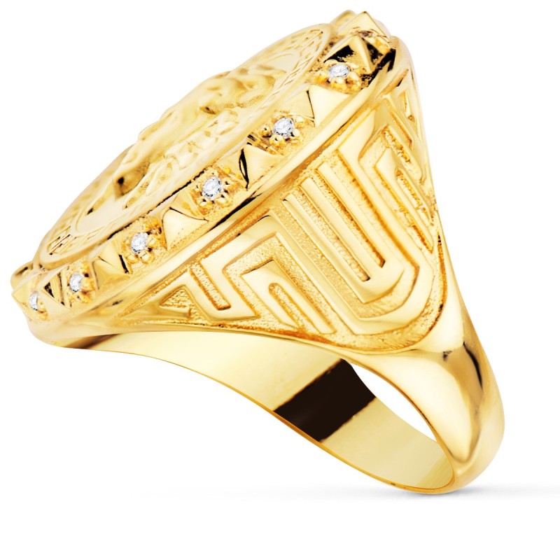 Sello Oro Amarillo Medusa Versace Mate 20 mm Con Circonitas oro 18k